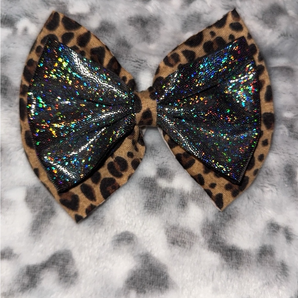 Sparkling Leopard Print Hair Bow for Kids